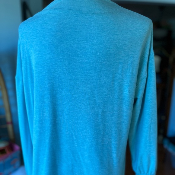 Soft Surroundings large sea green tunic viscose poly spandex snap neck - Picture 4 of 5